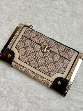 River Island Monogram Print Foldout Wallet with Branded Metal Logo